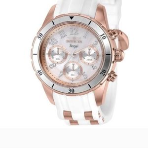 NEW Invicta Angel Chronograph White & Rose Gold Watch in Box (INXX067)